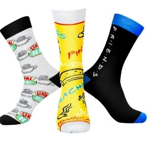 FRIENDS The TV Series Central Perk Men 3 Pack‎ Crew Socks Multi-Color Size  8-12